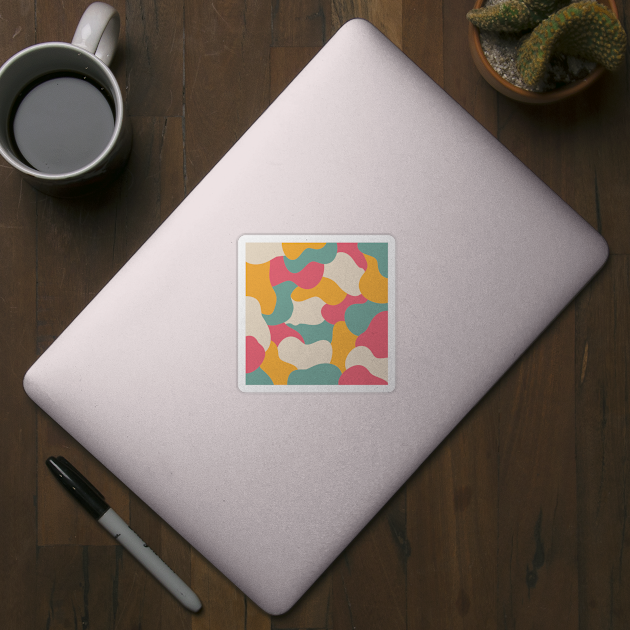 Colourful Blob Abstract Pattern in Light Orange Cream Pink Blue Sticker by moonrsli